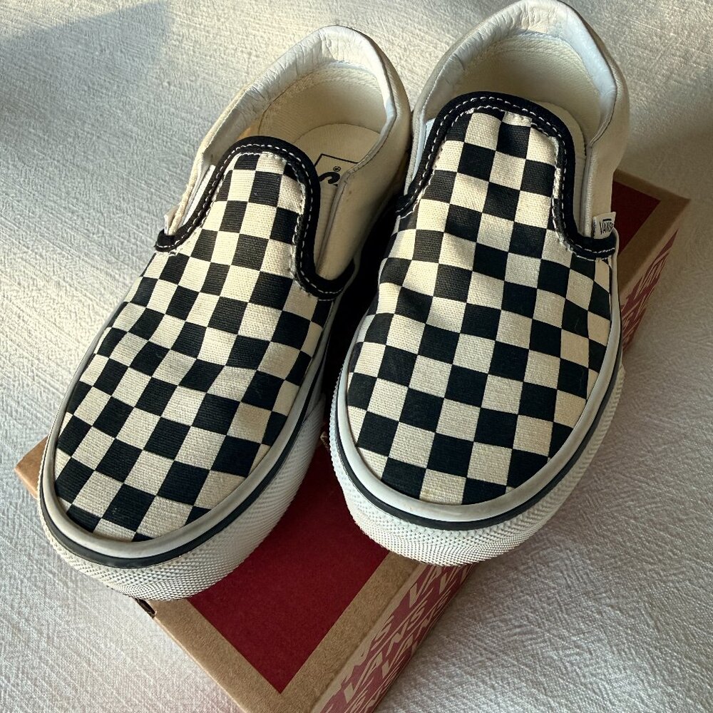 Kids Checkerboard Slip On Vans Size 13